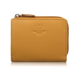 Portfel damski skórzany mały w kolorze musztardowym poziomy z RFID Paolo Peruzzi SL-06-MNG. Portfele damskie PAOLO PERUZZI, bez wzorów, z materiału. Za 89.00 zł.