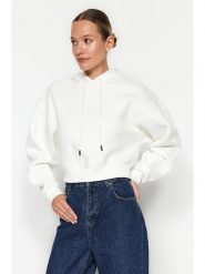 Trendyol Bluza w kolorze białym rozmiar: L. Białe bluzy damskie Trendyol, l, bez wzorów, z bawełny, z kapturem. Za 91.56 zł.