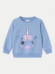 NAME IT Bluza 13232088 Niebieski Regular Fit. Niebieskie bluzy dziewczęce Name it, bez wzorów, z bawełny, bez ramiączek, bez kaptura. Za 59.99 zł.