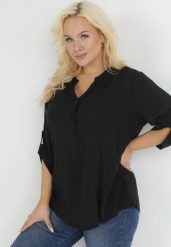 Czarna Bluzka z Wiskozy Artanassa. Czarne bluzki damskie Born2be, l, bez wzorów, z wiskozy, bez kołnierzyka, bez ramiączek. Za 49.99 zł.