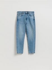 Jeansy mom fit slim - niebieski. Niebieskie jeansy damskie Reserved. Za 129.99 zł.