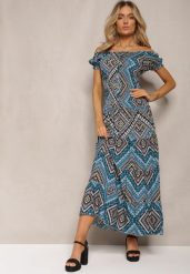 Ciemnozielona Sukienka Hiszpanka Boho z Bawełny z Gumką w Talii Lovedia. Zielone sukienki damskie Renee, bez wzorów, z bawełny, boho, bez ramiączek. W wyprzedaży za 47.99 zł.