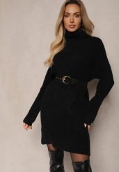 Czarna Sukienka Dzianinowa Prążkowana Lialethe. Czarne sukienki damskie Renee, bez wzorów, z dzianiny, biznesowe, bez ramiączek. W wyprzedaży za 151.99 zł.