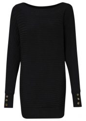 Cienki sweter z mieszanki wiskozy. Czarne swetry klasyczne damskie bonprix, z wiskozy, bez kołnierzyka. Za 107.99 zł.