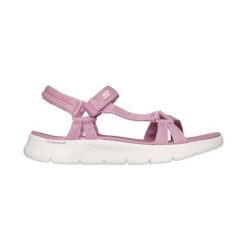 Sandały SKECHERS GO WALK FLEX SANDAL Rose. Fioletowe sandały damskie Skechers, bez wzorów, z materiału, bez obcasa, bez zapięcia. Za 203.99 zł.