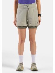 Odlo Szorty trekkingowe 2w1 "X-Alp Trail" w kolorze khaki rozmiar: M. Brązowe spodenki sportowe damskie ODLO, m, bez wzorów, outdoorowe. Za 274.88 zł.