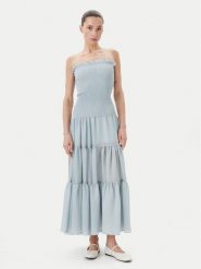 Eleh Sukienka wieczorowa ESS250137 Błękitny Regular Fit. Niebieskie sukienki damskie Eleh, bez wzorów, z syntetyku, wizytowe, bez ramiączek. Za 379.99 zł.