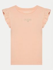 Guess T-Shirt K5RI26 K6YW4 Koralowy Regular Fit. Pomarańczowe koszulki i t-shirty dziewczęce Guess, z aplikacjami, z bawełny, bez kołnierzyka, bez ramiączek. Za 119.99 zł.