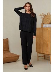 Soft Cashmere 2-częściowy zestaw w kolorze czarnym rozmiar: 34/36. Czarne spodnie materiałowe damskie Soft Cashmere, bez wzorów, z materiału. Za 123.25 zł.