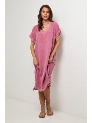 Lin Passion Lniana sukienka w kolorze różowym rozmiar: 40/42. Różowe sukienki damskie Lin Passion, bez wzorów, klasyczne, bez ramiączek. Za 130.99 zł.