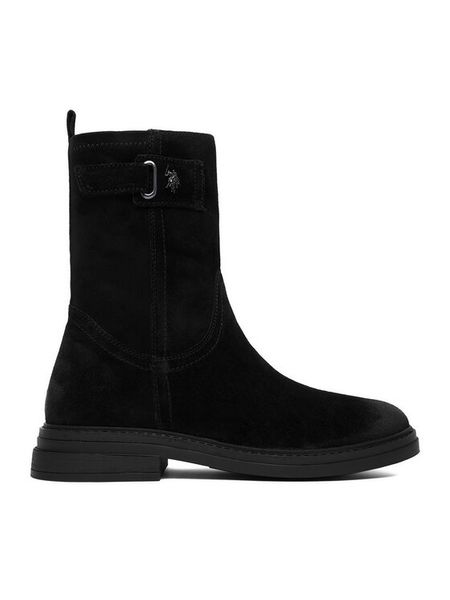 U.S. Polo Assn. Botki CEO-CORINA001W/ELT1 Czarny. Czarne botki damskie U.S. Polo Assn., ze skóry, bez obcasa, na płaskiej podeszwie, bez zapięcia. Za 429.99 zł.