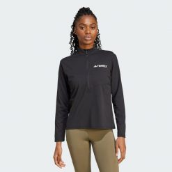 Koszulka Terrex Multi Climacool 1/2 Zip Long Sleeve. Czarne bluzki damskie Adidas, xl, bez wzorów, sportowe, bez kołnierzyka, bez ramiączek. Za 259.00 zł.