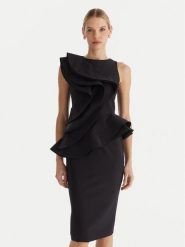 Babylon Sukienka koktajlowa MF0214 Czarny Slim Fit. Czarne sukienki damskie Babylon, bez wzorów, z syntetyku, wizytowe, bez ramiączek. Za 1,919.00 zł.