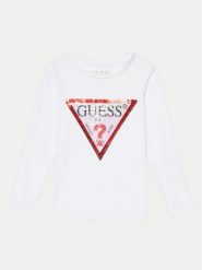 Guess Bluzka K4RI30 K6YW1 Biały Regular Fit. Białe bluzki i koszule dziewczęce Guess, z aplikacjami, z bawełny, bez kołnierzyka, bez ramiączek. Za 79.99 zł.