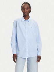 Tommy Jeans Koszula Micro Gingham DW0DW20987 Niebieski Relaxed Fit. Niebieskie koszule damskie Tommy Jeans, m, bez wzorów, z bawełny, bez kołnierzyka, bez ramiączek. Za 279.99 zł.