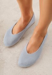 Niebieskie Casualowe Balerinki z Imitacji Zamszu Zambra. Niebieskie balerinki damskie Born2be, bez wzorów, z jeansu. Za 74.99 zł.