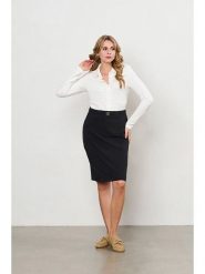 &Co Woman Spódnica "Peach" w kolorze czarnym rozmiar: XXL. Czarne spódnice damskie &Co Woman, xxl, z aplikacjami, midi. Za 201.55 zł.