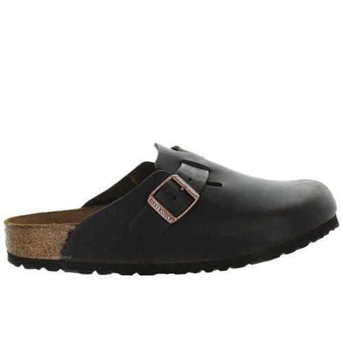 Klapki unisex Birkenstock Boston BS S. Czarne klapki damskie Birkenstock, bez wzorów, bez obcasa, bez zapięcia. Za 549.00 zł.