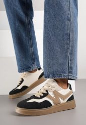 Czarne Sneakersy Ozdobione Geometrycznym Motywem Benike. Czarne obuwie sportowe damskie Renee, z jeansu, bez zapięcia. Za 89.99 zł.