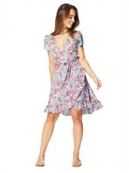 Aller Simplement Sukienka w kolorze błękitno-czerwonym rozmiar: 34/36. Niebieskie sukienki damskie Aller Simplement, bez wzorów, z tkaniny, bez ramiączek. Za 56.99 zł.