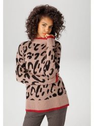 Aniston Sweter w kolorze jasnobrązowo-czarnym rozmiar: 38. Brązowe swetry klasyczne damskie Aniston, bez kołnierzyka. Za 86.95 zł.