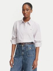 Tommy Hilfiger Koszula WW0WW46111 Różowy ciemny Relaxed Fit. Czerwone koszule damskie Tommy Hilfiger, bez wzorów, z bawełny, bez kołnierzyka, bez ramiączek. Za 409.99 zł.