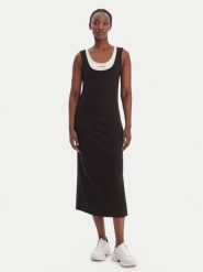 Calvin Klein Jeans Sukienka codzienna LV047E220G Czarny Slim Fit. Czarne sukienki damskie Calvin Klein Jeans, bez wzorów, z jeansu, bez ramiączek. Za 409.99 zł.