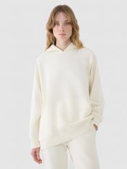 4F Bluza dresowa nierozpinana z kapturem damska - biała XS. Białe bluzy damskie 4F, xs, bez wzorów, z bawełny, z kapturem. W wyprzedaży za 79.99 zł.
