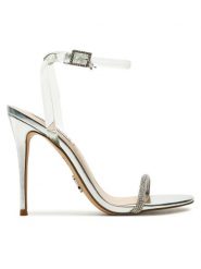 Steve Madden Sandały Balia SM11002882 Srebrny. Szare sandały damskie Steve Madden, bez wzorów, z tworzywa sztucznego, bez obcasa, na szpilce, bez zapięcia. Za 359.99 zł.