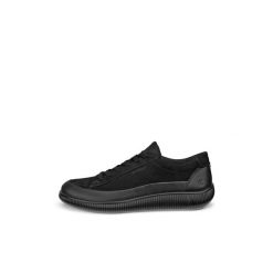 Sznurowane trampki damskie Ecco Soft Zero. Czarne trampki damskie ECCO, bez wzorów, z materiału, bez zapięcia. Za 519.20 zł.