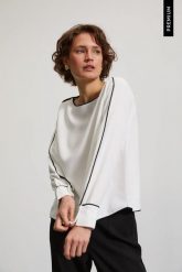 Koszula z wiskozy biała. Białe koszule damskie MOODO, s, bez wzorów, z poliesteru, bez kołnierzyka, bez ramiączek. Za 139.99 zł.