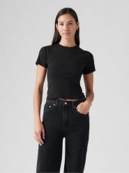 Levi's Koszulka w kolorze czarnym rozmiar: L. Czarne bluzki damskie Levi's, l, bez wzorów, z bawełny, bez kołnierzyka, bez ramiączek. Za 44.30 zł.