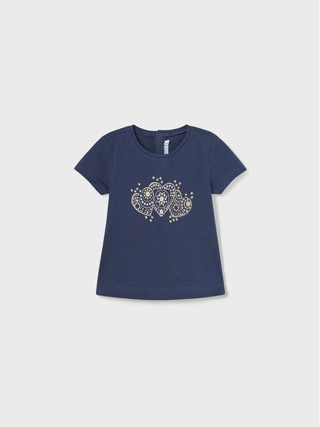 Mayoral T-Shirt 105 Granatowy Regular Fit. Niebieskie koszulki i t-shirty dziewczęce Mayoral, bez wzorów, z bawełny, bez kołnierzyka, bez ramiączek. Za 49.99 zł.
