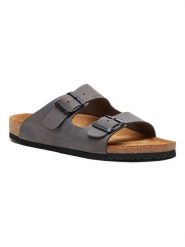 Comfortfusse Skórzane klapki w kolorze szarym rozmiar: 37. Szare klapki damskie Comfortfüße, bez wzorów, z otwartym noskiem, bez obcasa, bez zapięcia. Za 260.99 zł.