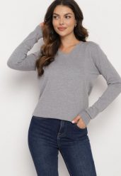 Szary Casualowy Sweter z Wełną i Kaszmirem z Dekoltem w Serek Vaivona. Szare swetry klasyczne damskie Born2be, l, z jeansu, bez kołnierzyka. Za 39.99 zł.