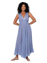 Aller Simplement Sukienka w kolorze niebieskim rozmiar: 34-40. Niebieskie sukienki damskie Aller Simplement, bez wzorów, z bawełny, bez ramiączek. Za 100.99 zł.