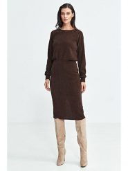 Nife Sukienka w kolorze brązowym rozmiar: 40. Brązowe sukienki damskie Nife, bez wzorów, bez ramiączek. Za 194.95 zł.