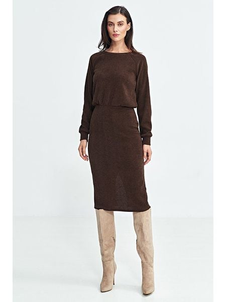 Nife Sukienka w kolorze brązowym rozmiar: 40. Brązowe sukienki damskie Nife, bez wzorów, bez ramiączek. Za 194.95 zł.