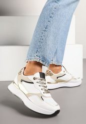 Białe Sneakersy Ozdobione Napisem i Panterką Wakkaria. Białe obuwie sportowe damskie Born2be, bez zapięcia. Za 99.99 zł.