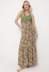 Ciemnozielona Wiskozowa Sukienka Maxi na Ramiączkach Rozkloszowana Nolwessa. Zielone sukienki damskie Born2be, bez wzorów, z wiskozy, eleganckie, bez ramiączek. W wyprzedaży za 63.99 zł.