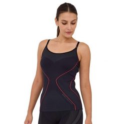 Koszulka damska na ramiączkach Brubeck FITNESS. Czarne koszulki damskie Brubeck, bez wzorów, z elastanu, bez kołnierzyka, bez ramiączek. W wyprzedaży za 50.99 zł.