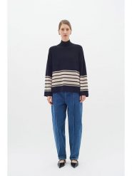 InWear Sweter w kolorze czarno-beżowym rozmiar: XXL. Brązowe swetry klasyczne damskie InWear, xxl, z bawełny, bez kołnierzyka. Za 220.12 zł.