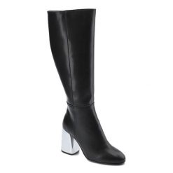 Czarne Kozaki Grace Damskie Stylowe Obuwie. Czarne kozaki damskie Grace, ze skóry, bez obcasa, na obcasie, bez zapięcia. Za 416.99 zł.