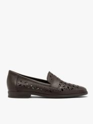 Ażurowe mokasyny z kwadratowym noskiem. Brązowe mokasyny damskie Brawo sp. z o.o., ze skóry, bez obcasa. W wyprzedaży za 269.99 zł.