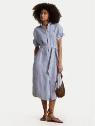 Polo Ralph Lauren Sukienka koszulowa 211965843002 Niebieski Regular Fit. Niebieskie sukienki damskie Polo Ralph Lauren, bez wzorów, ze lnu, bez ramiączek. Za 1,039.00 zł.