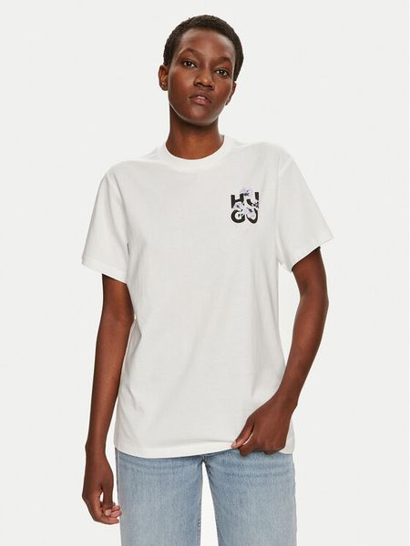 Hugo T-Shirt Vintage 50520307 Écru Relaxed Fit. T-shirty damskie Hugo, xl, bez wzorów, z bawełny, bez kołnierzyka. Za 159.99 zł.