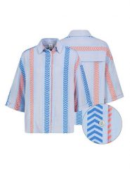 Eight2Nine Bluzka w kolorze niebiesko-pomarańczowo-błękitnym rozmiar: M/L. Niebieskie bluzki damskie Eight2Nine, l, bez wzorów, z bawełny, bez kołnierzyka, bez ramiączek. Za 86.99 zł.