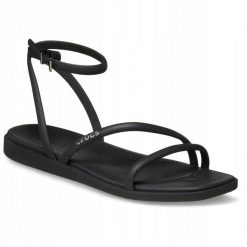 Sandały dla Kobiet Crocs Miami Ankle Strap Sandal. Czarne sandały damskie Crocs, bez wzorów, z materiału, bez obcasa, na obcasie, bez zapięcia. Za 199.99 zł.