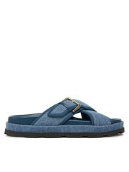 Pollini Klapki SA28094G1MTQ0707 Granatowy. Niebieskie klapki damskie Pollini, bez wzorów, z materiału, bez obcasa, bez zapięcia. Za 899.99 zł.