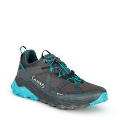 Buty sportowe trekkingowe damskie Aku Flyrock Gore-tex. Czarne obuwie trekkingowe damskie Aku, z gore-texu, bez zapięcia. Za 389.00 zł.